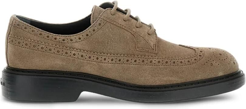 Hogan Suède Oxford schoenen met geperforeerde details Beige