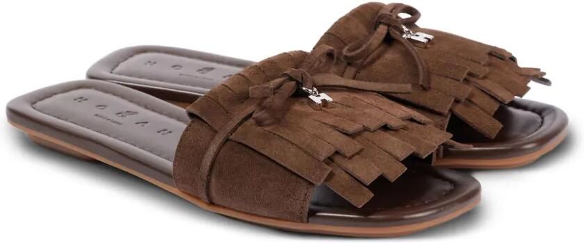 Hogan Suède sandalen met franje Bruin