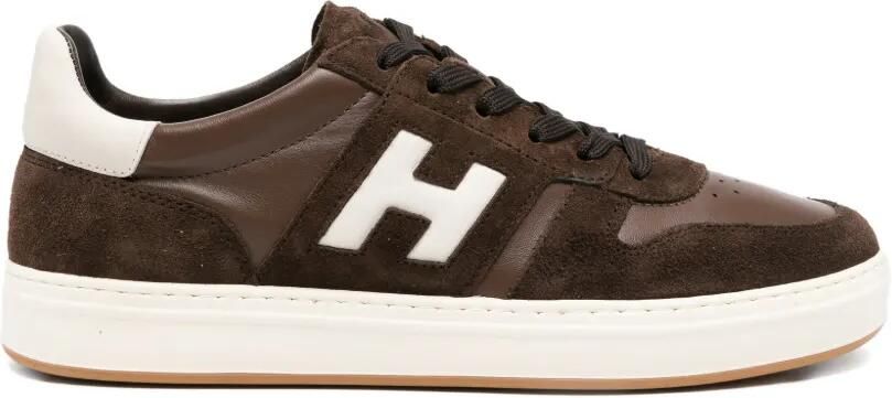 Hogan Suède sneakers met logodetail Bruin