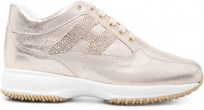 Hogan Interactive metallic sneakers Beige