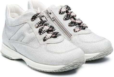 Hogan Kids Sneakers met borduurwerk Grijs