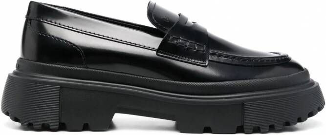 Hogan Leren loafers Zwart