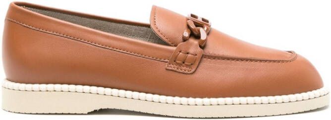 Hogan Leren loafers Bruin