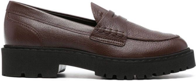 Hogan Loafers met logo-reliëf Bruin