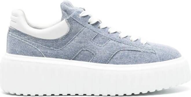 Hogan Denim sneakers met plateauzool en logopatch Blauw