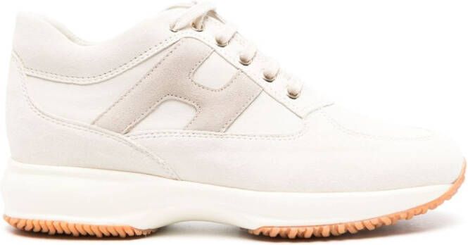 Hogan Sneakers met suède vlakken en logopatch Beige