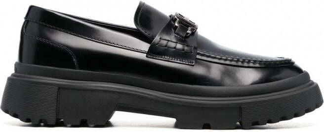 Hogan Loafers met logoplakkaat Zwart