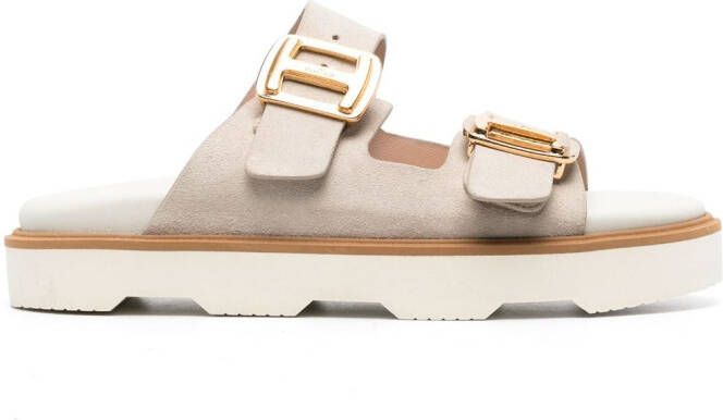 Hogan Sandalen met plateauzool Beige