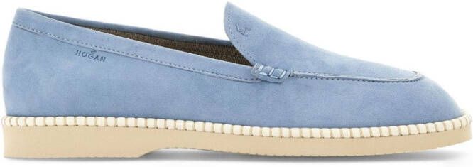 Hogan Suède loafers met logo-reliëf Blauw