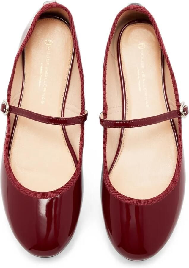 HOUSE OF BALLERINAS Mary lakleren ballerina's verfraaid met kristallen Rood - Foto 3