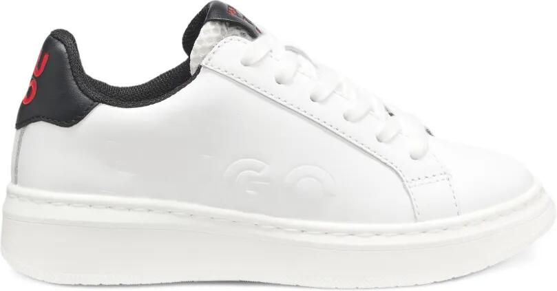 HUGO KIDS Leren sneakers met logodetail Wit