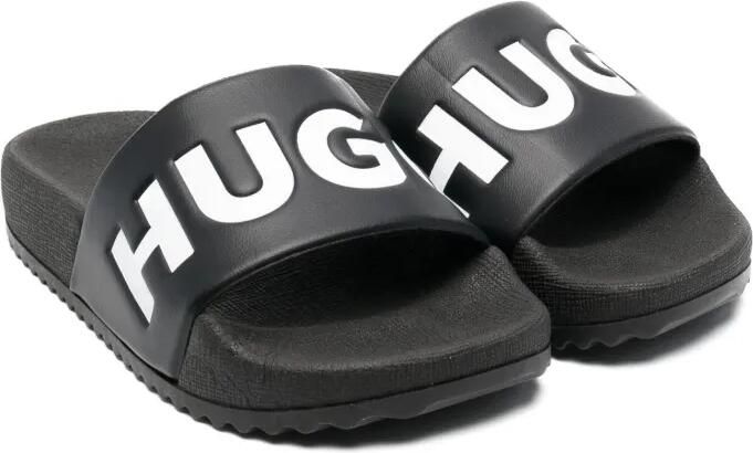 HUGO KIDS Slippers met logoprint Zwart