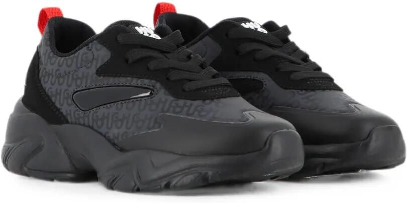 HUGO KIDS Sneakers met chunky zool en monogramprint Zwart