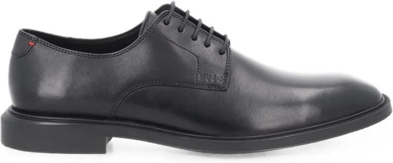HUGO Leren derby schoenen met logo-reliëf Zwart