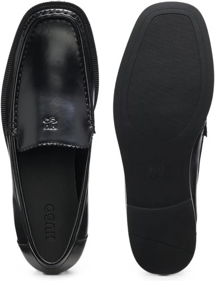 HUGO Leren mocassins met gestapeld logo Zwart - Foto 2