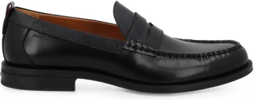 HUGO Leren penny loafers Zwart