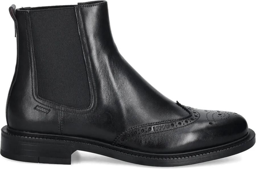 HUGO Lysander laarzen met brogue detail en vlak Zwart
