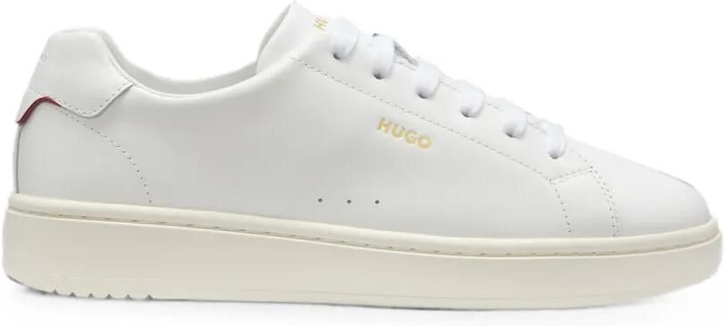 HUGO Nappaleren sneakers met gouden logo Wit