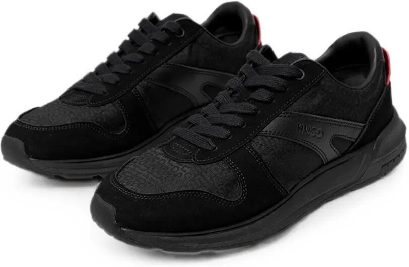 HUGO Sneakers met monogram-jacquard en afwerking van imitatiesuède Zwart - Foto 4