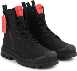 HUGO KIDS Leren veterlaarzen Zwart