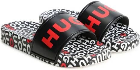 HUGO KIDS Slippers met logoprint Zwart