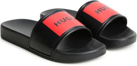 HUGO KIDS Slippers met logoprint Zwart