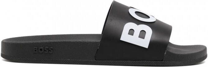 HUGO Slippers met logoprint Zwart