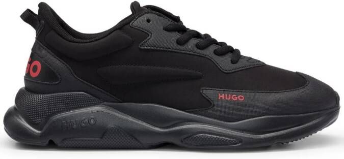 HUGO Low-top sneakers met geborduurd logo Zwart