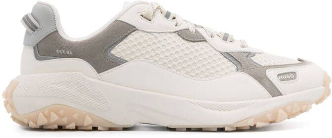 HUGO Chunky sneakers met mesh vlakken Beige