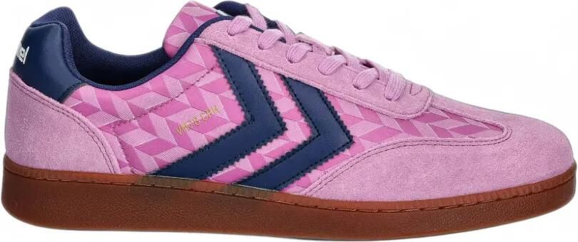Hummel geometric-print panelled sneakers Roze