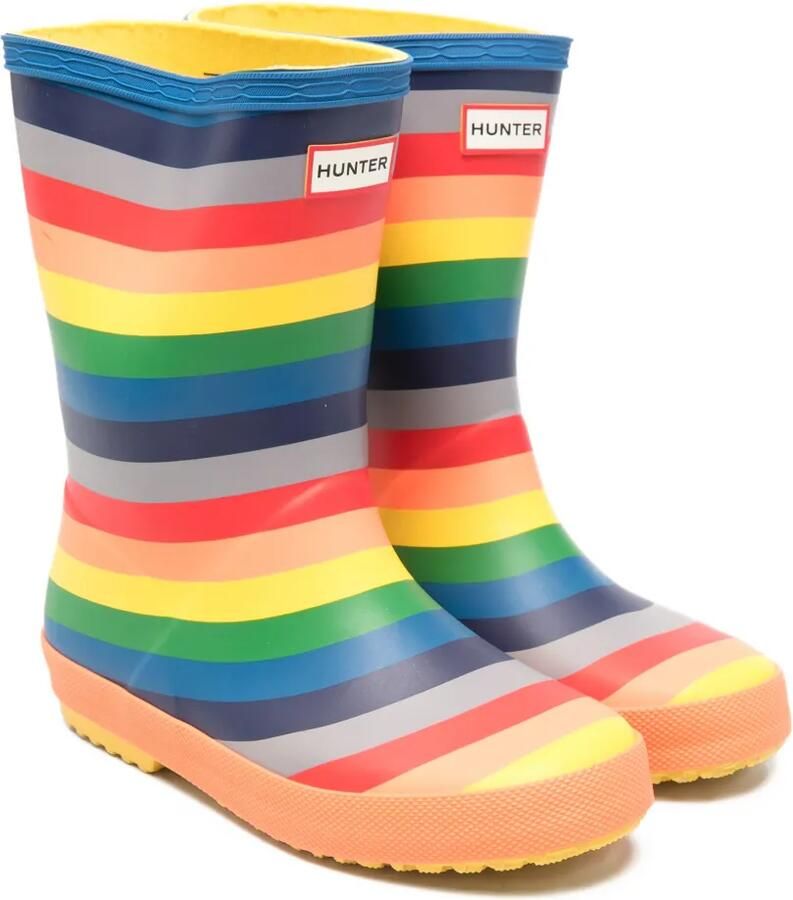 Hunter Kids Gestreepte laarzen Blauw