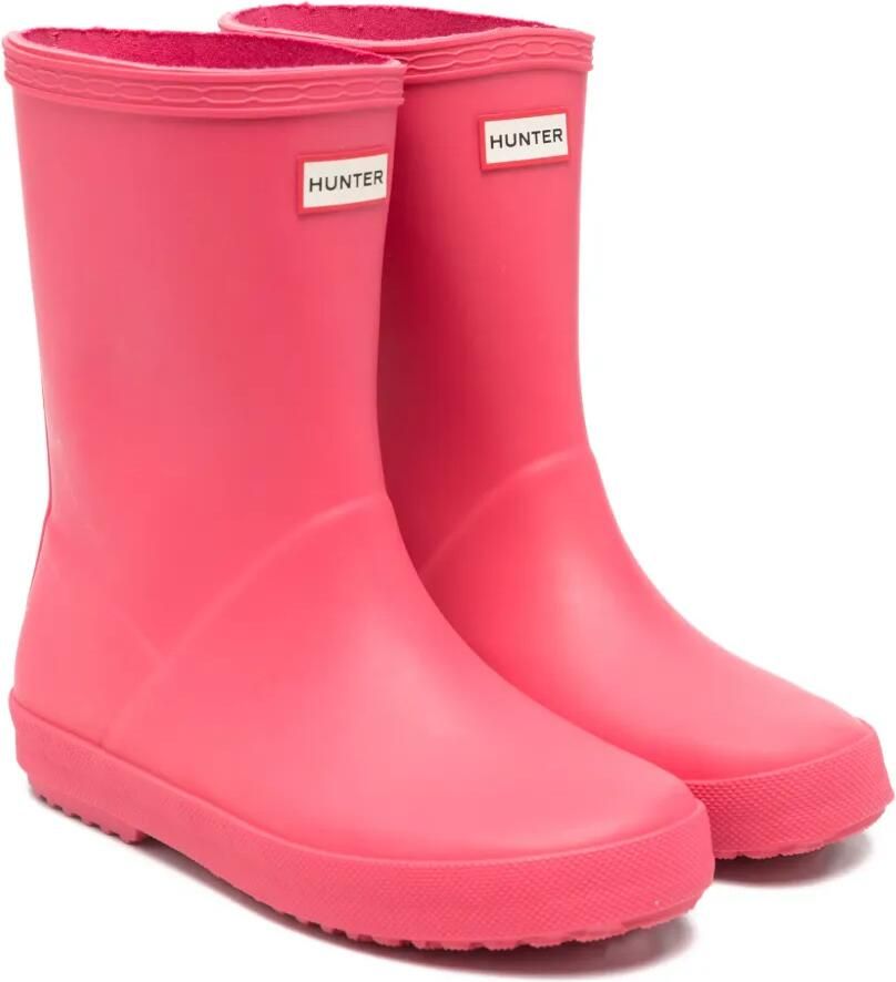 Hunter Kids Laarzen met logoplakkaat Roze