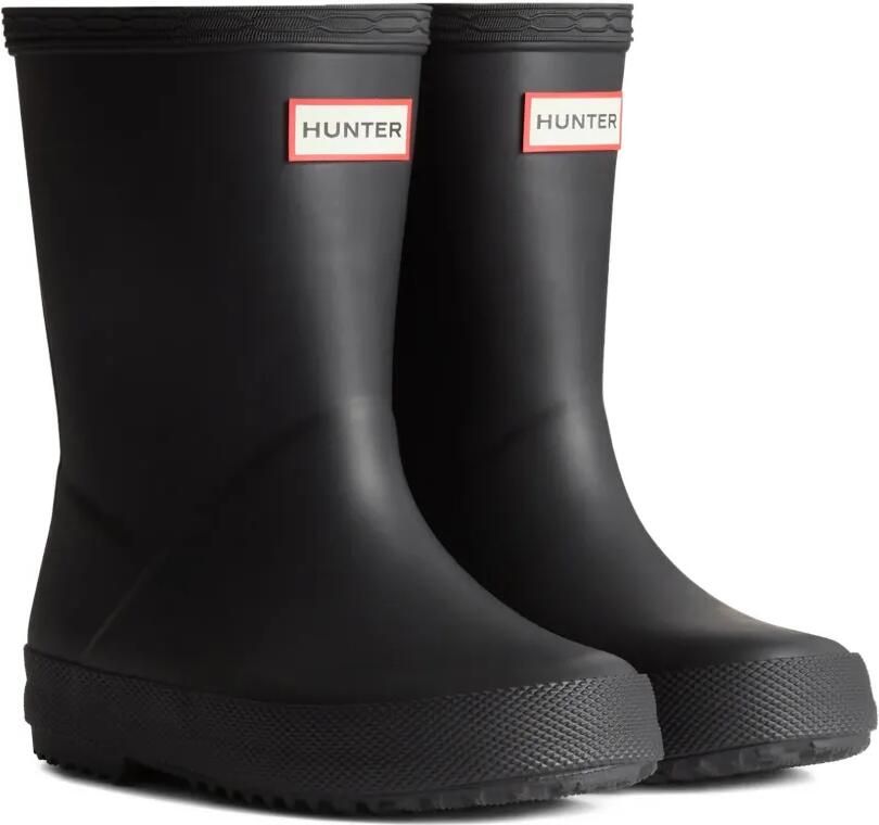 Hunter Kids Regenlaarzen met logo-plakkaat Zwart