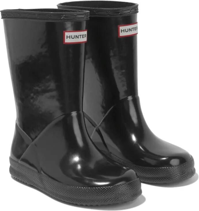 Hunter Kids Regenlaarzen met logopatch Zwart
