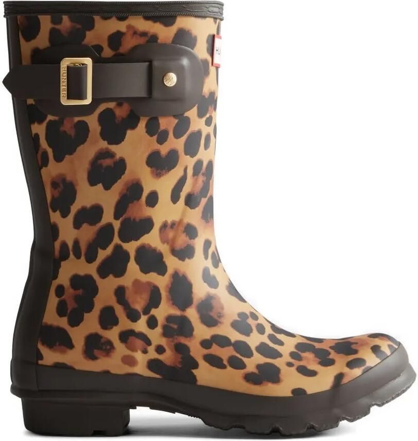 Hunter Original Short laarzen met luipaardprint en logodetail Bruin