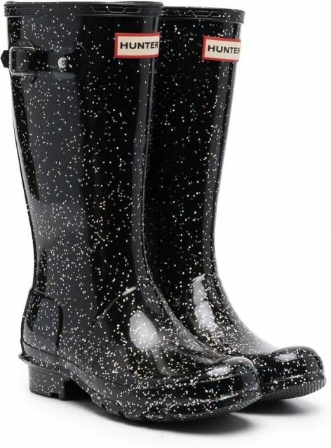 Hunter Kids Giant regenlaarzen met glitter Zwart