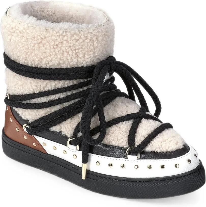 Inuikii Curly Rock enkellaarzen met studs Beige