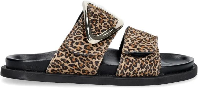 Inuikii Dreamer Buckle sandalen met luipaardprint Bruin