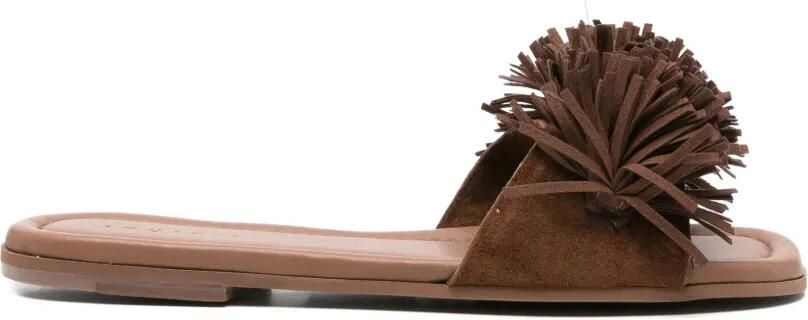 Inuikii Fringes Flower suède sandalen Bruin