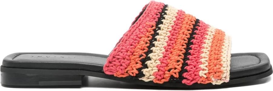 Inuikii Gestreepte gehaakte sandalen Rood