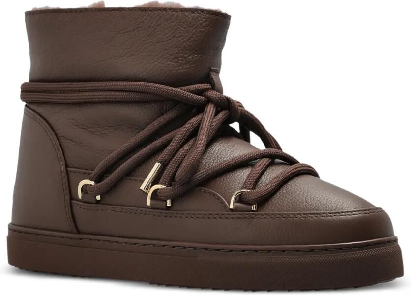 Inuikii Leren snowboots met veters Bruin