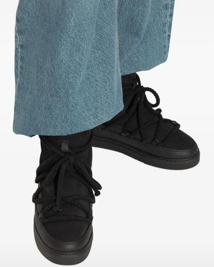 Inuikii Leren snowboots met veters Zwart
