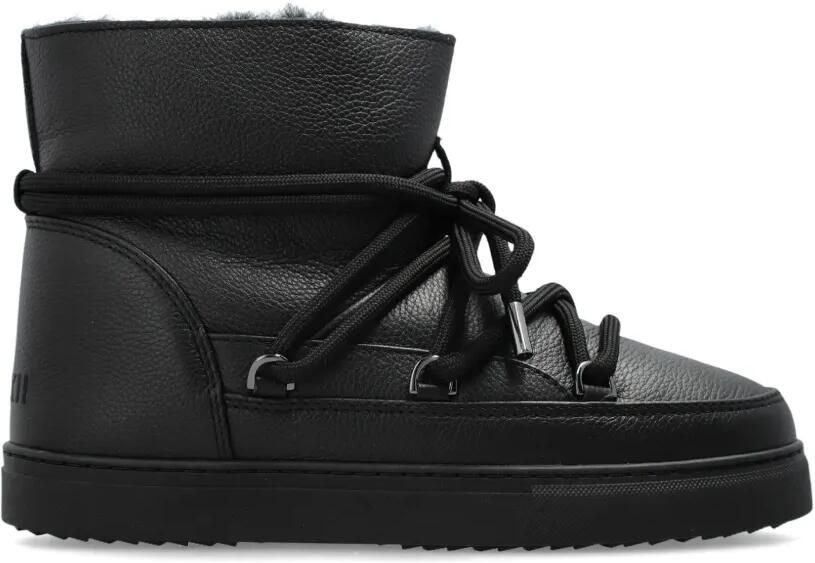 Inuikii Leren snowboots met veters Zwart