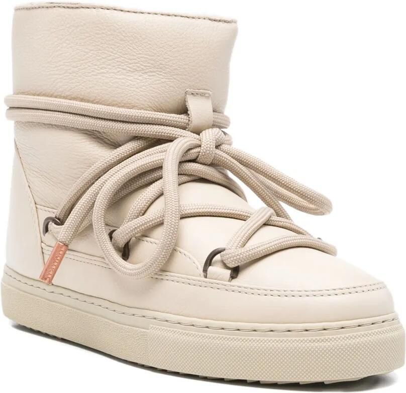 Inuikii Leren veterlaarzen Beige