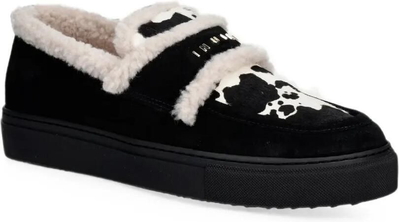 Inuikii Loafers met lammy afwerking en koeienprint Zwart - Foto 2