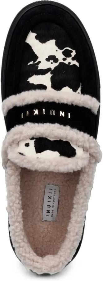 Inuikii Loafers met lammy afwerking en koeienprint Zwart - Foto 4