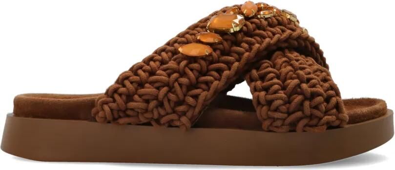 Inuikii Platte sandalen verfraaid met juwelen Bruin