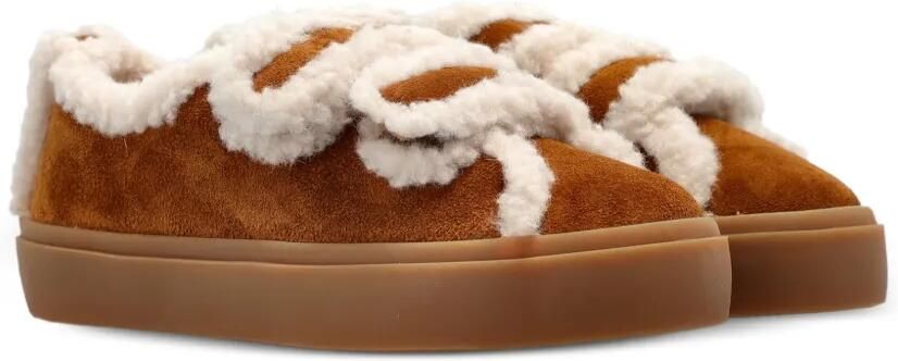 Inuikii Shearling Low sneakers met klittenband Bruin