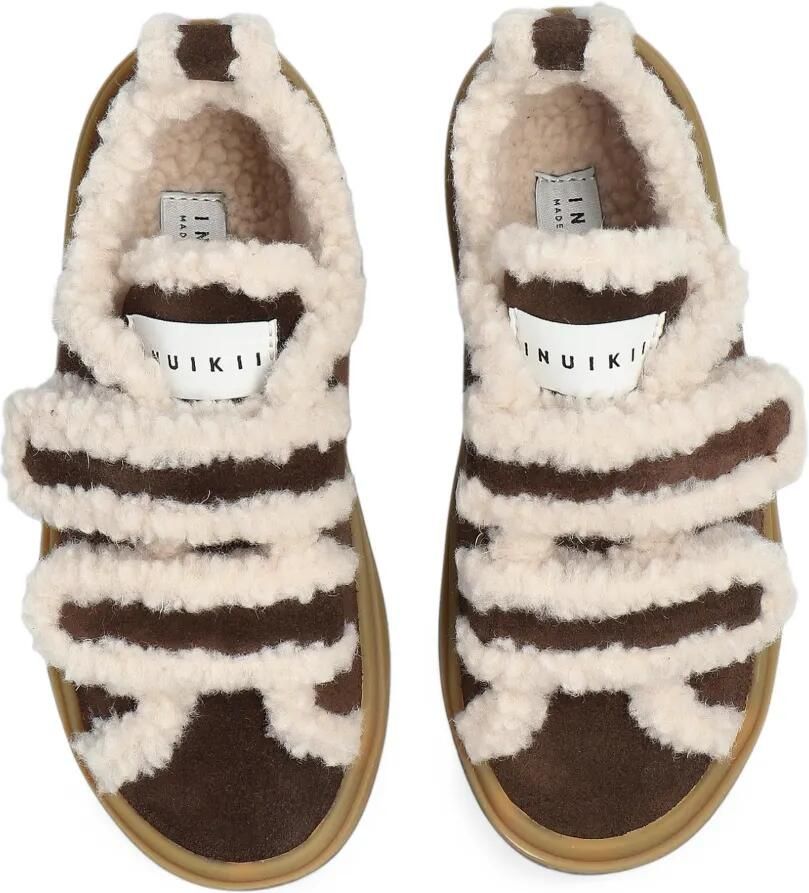 Inuikii Shearling Low sneakers met klittenband Bruin - Foto 2