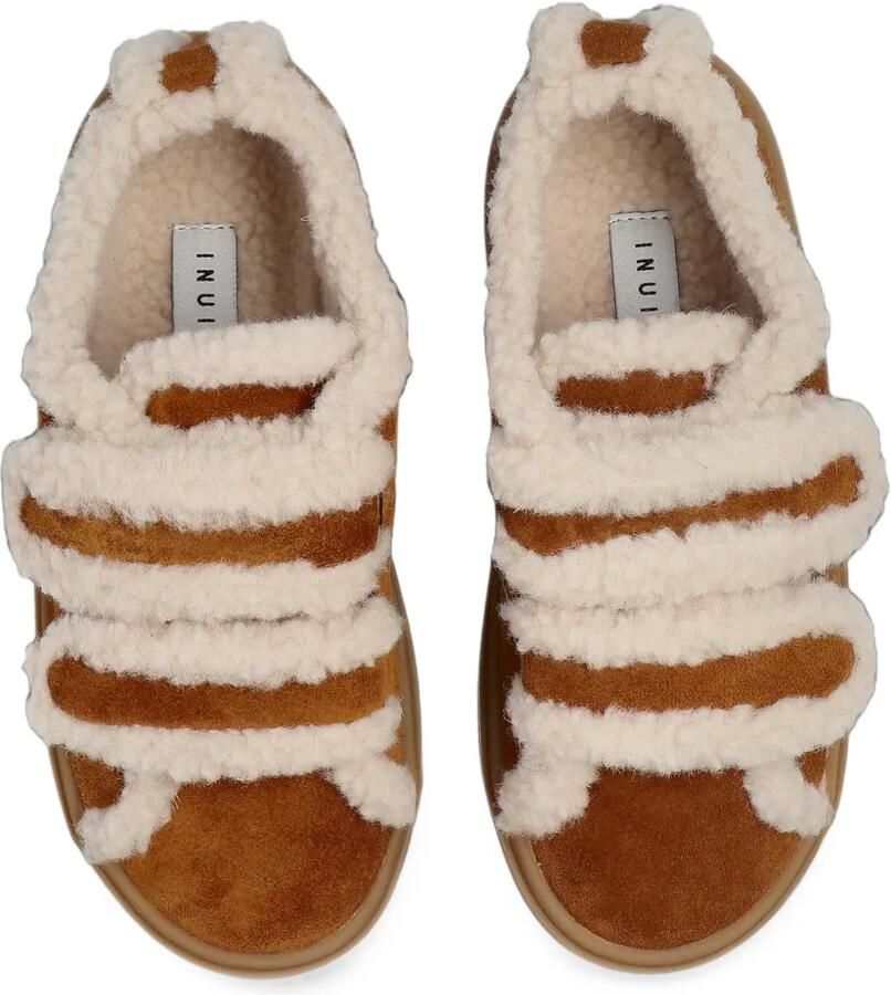 Inuikii Shearling Low sneakers met klittenband Bruin - Foto 2